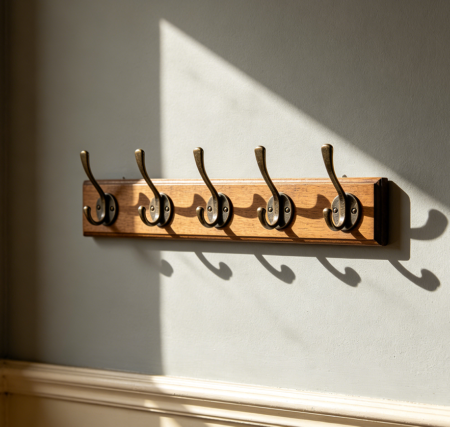 Wall Mounted Entryway Coat Rack with Five Hooks