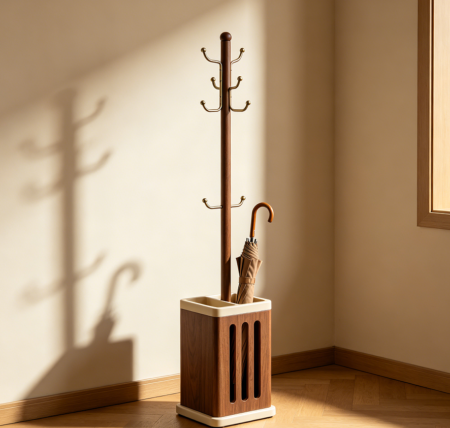 Floor Standing Coat Rack with Umbrella Holder Base